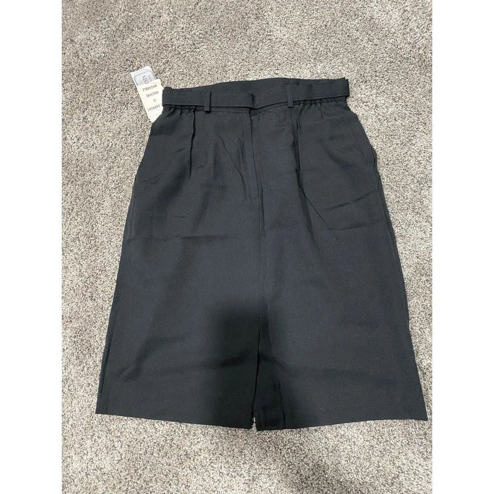Requirements Petite Vintage Black Pleated Pencil Skirt with Belt Size 12P NWT